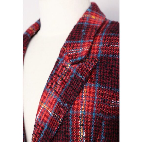 Halogen Nordstrom Avondale Tweed Plaid Wool Blend Blazer Jacket Coat S $149 Red - Picture 9 of 16